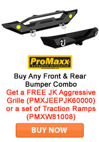 Get FREE product when you purchase a front and rear Jeep bumper combo