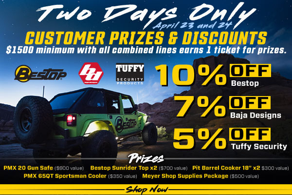 Bestop, Baja, Tuffy 2-Day Sale