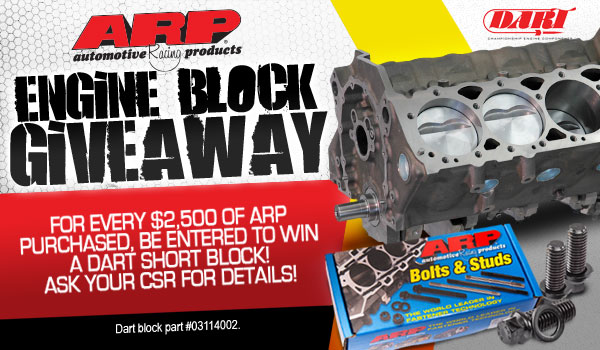 ARP engine block giveaway